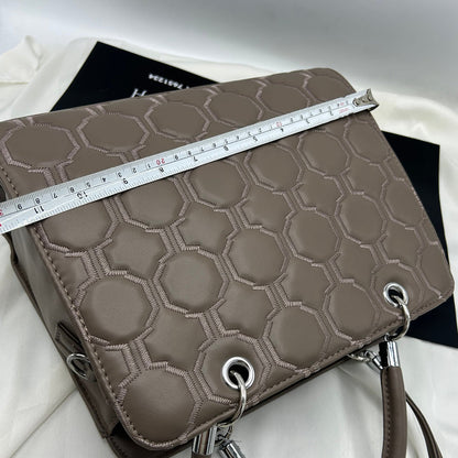 Beige Hex Quilted Handbag